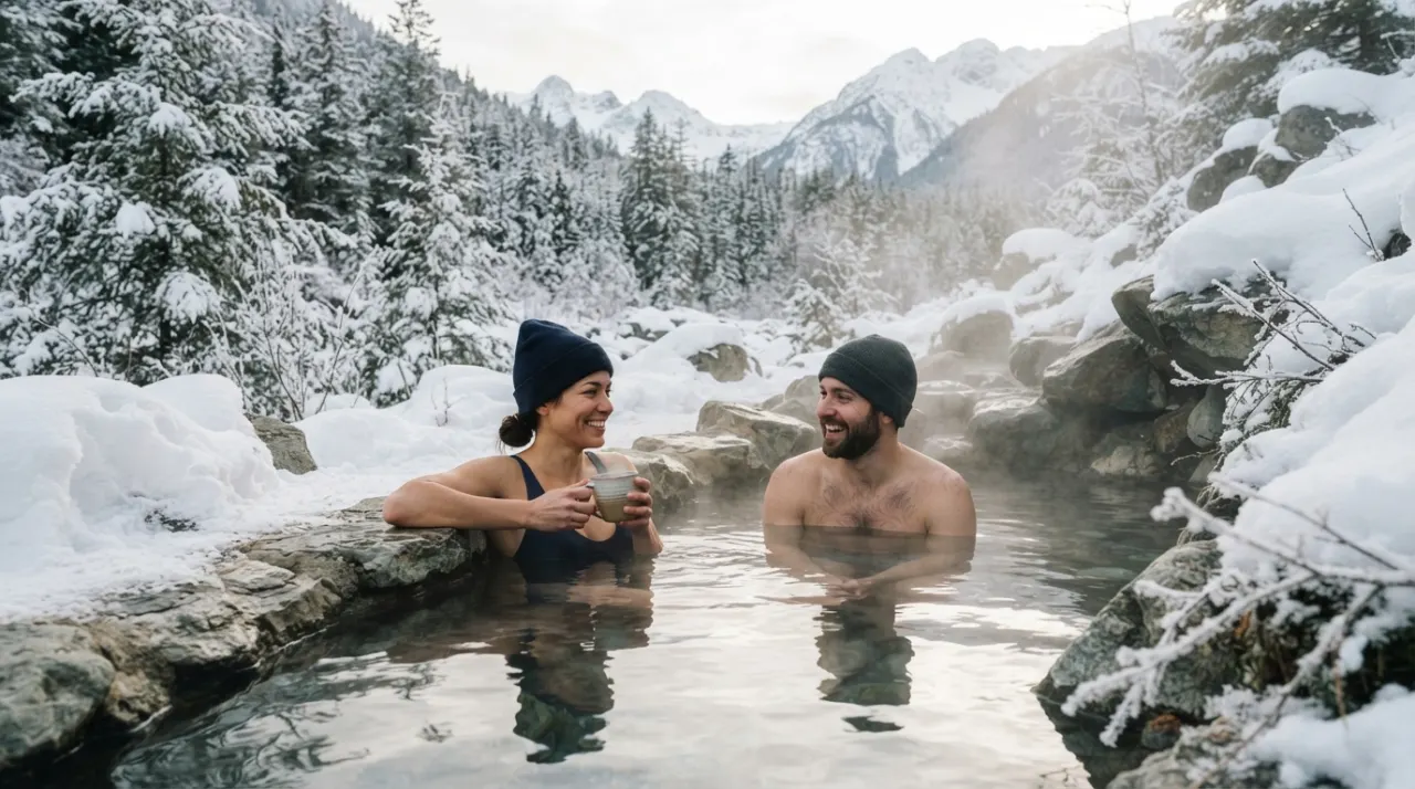 Hot Springs in Winter hot spring image